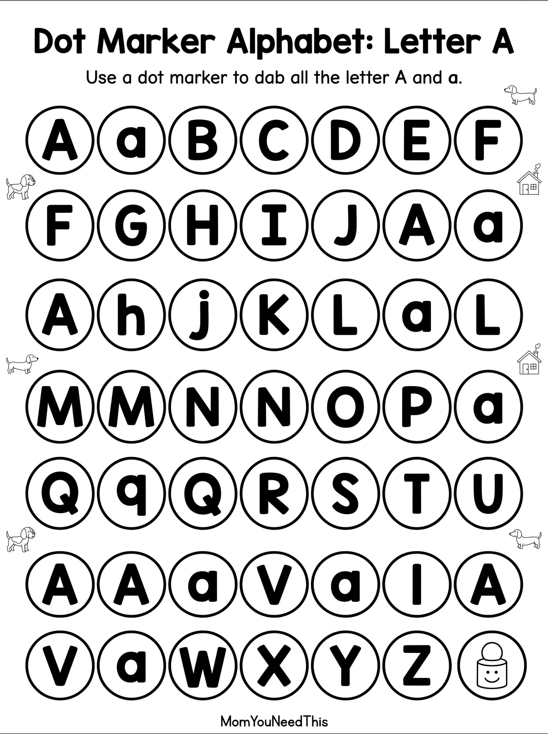 Dot Marker Letter A Worksheet