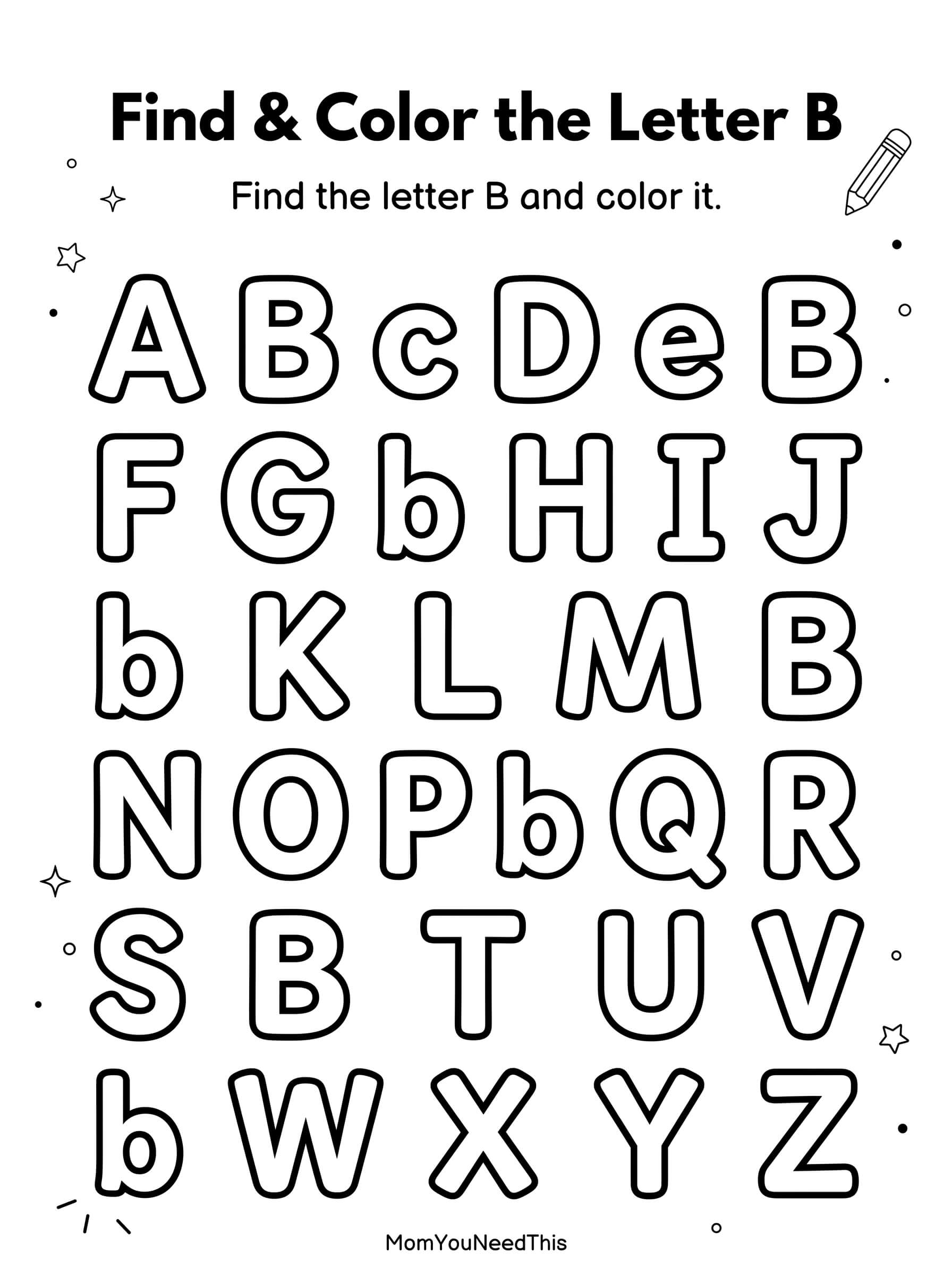 Find and Color Letter B Worksheet
