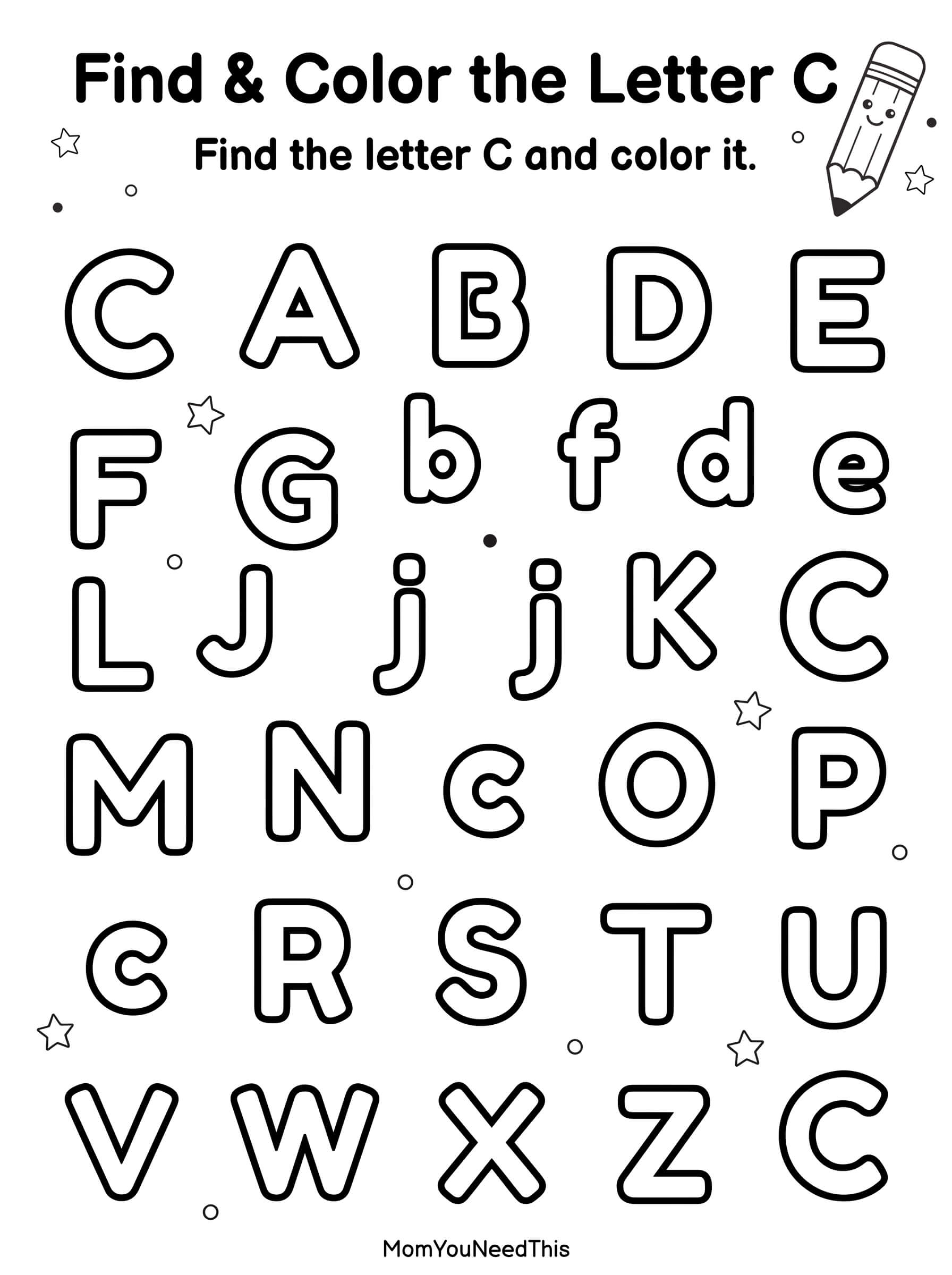 Find and Color Letter C Worksheet