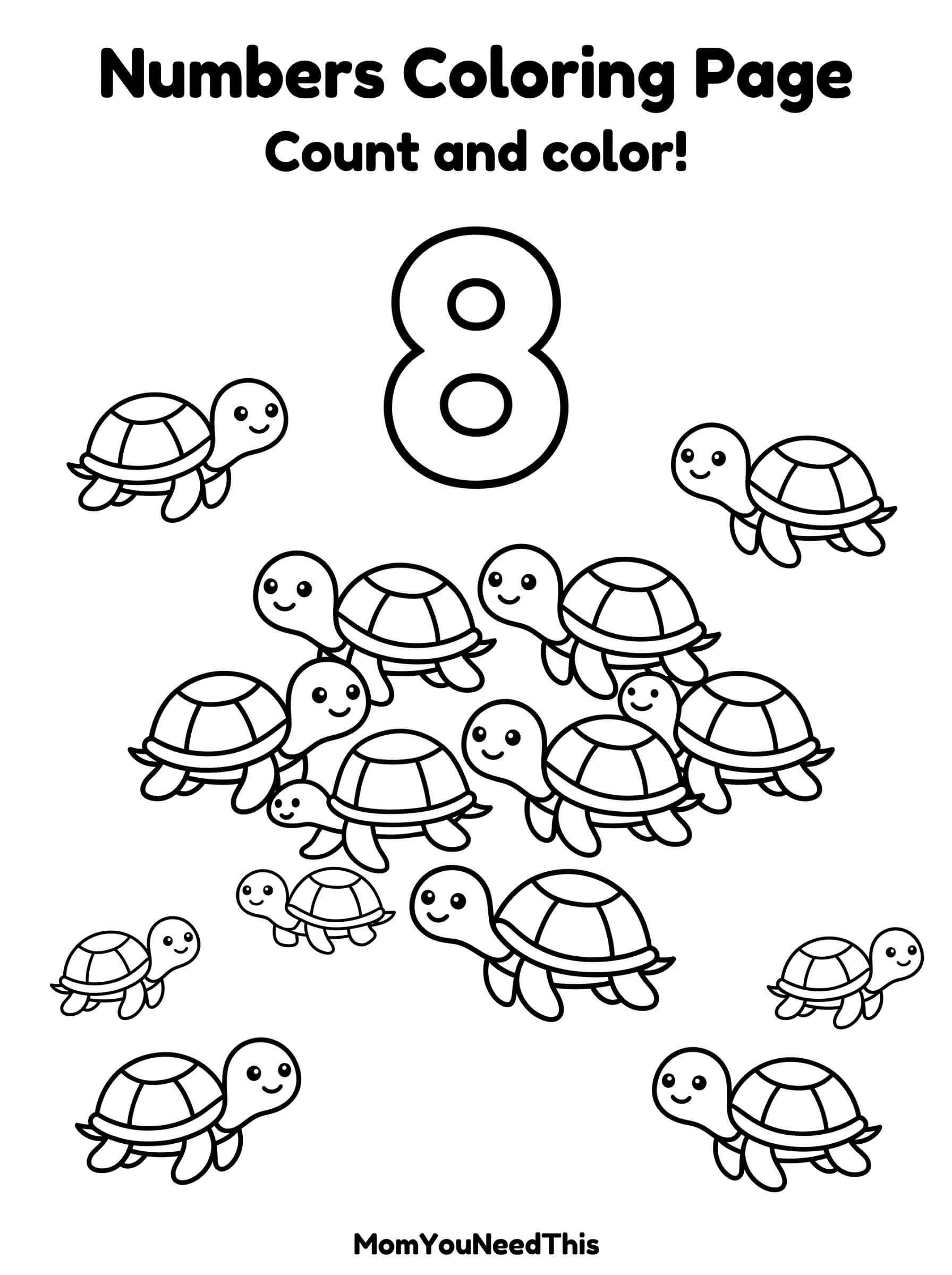 Free printable number 8 coloring page for kids